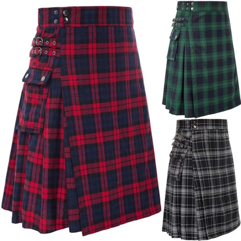 Contrast Color Festival Pleated Skirt