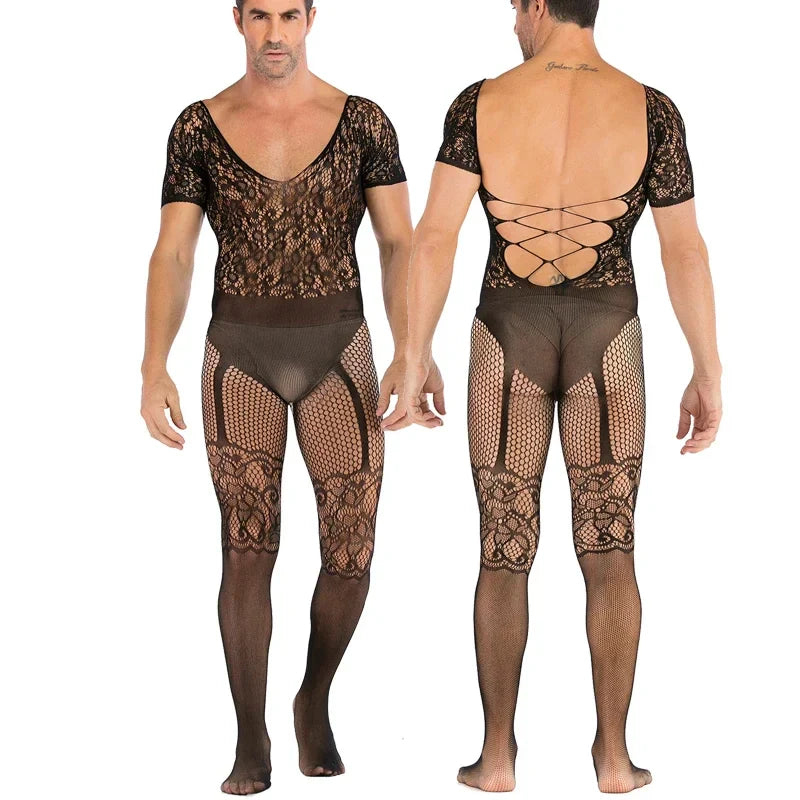 Hollow Temptation Men's Fishnet Pantyhose