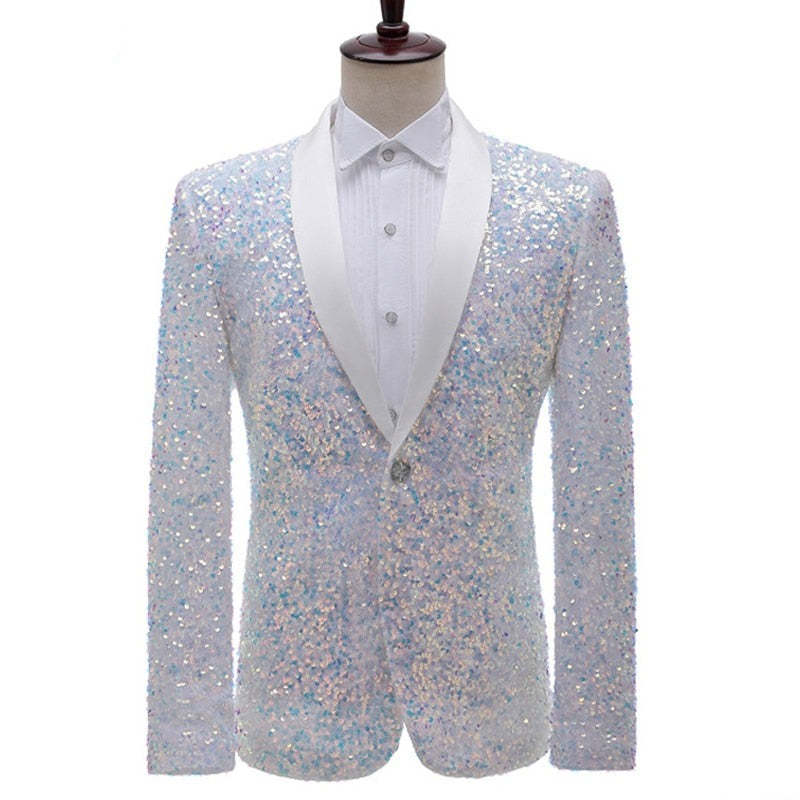 Silver Spectrum Sparkle Night Club Men's Jacket
