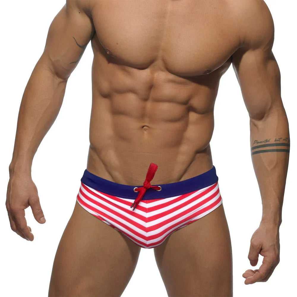 Striped Bowtie Swim Briefs