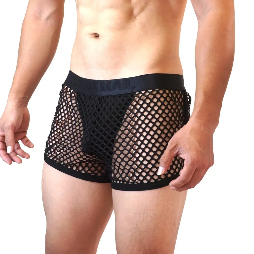 Jockmail Reveal All Fishnet Underwear Shorts