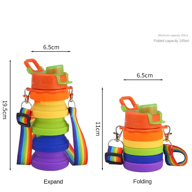 Collapsable Gay Water Bottle With LGBT Lanyard