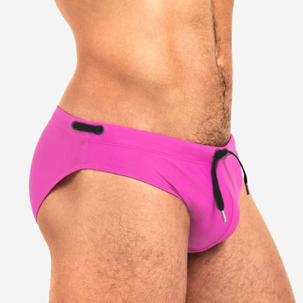 Solid Color Swim Briefs for Men