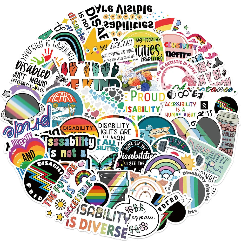 Lucky Dip Collection Of 100 Random  Disability Pride Stickers!