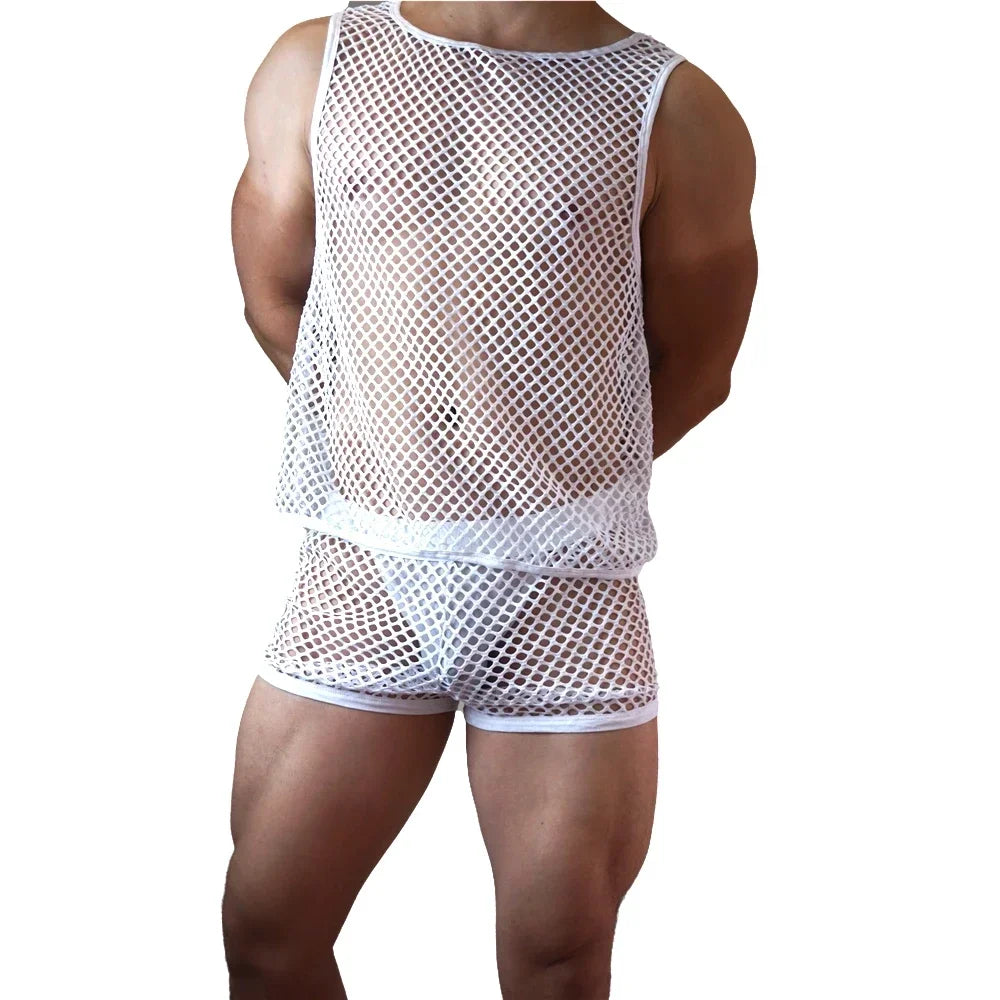 Jockmail Mesh Divinity Tank Top + Shorts Outfit Set