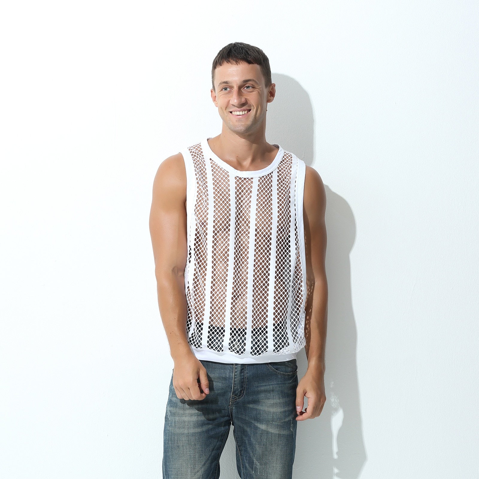Fishnet Sleeveless Tank Top