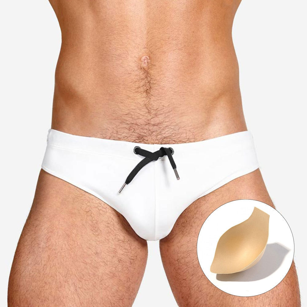 Solid Color Swim Briefs for Men