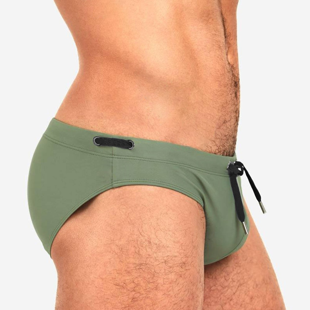 Solid Color Swim Briefs for Men
