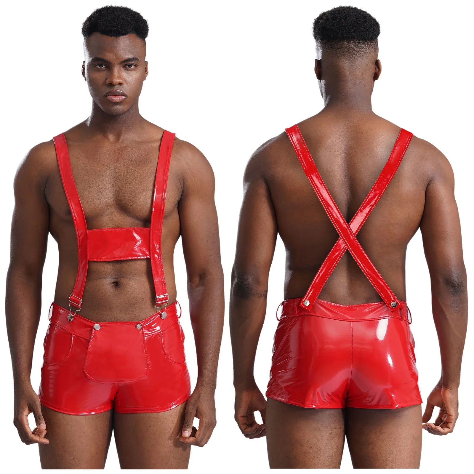 Suspender Glam One-Piece Men's Bodysuit