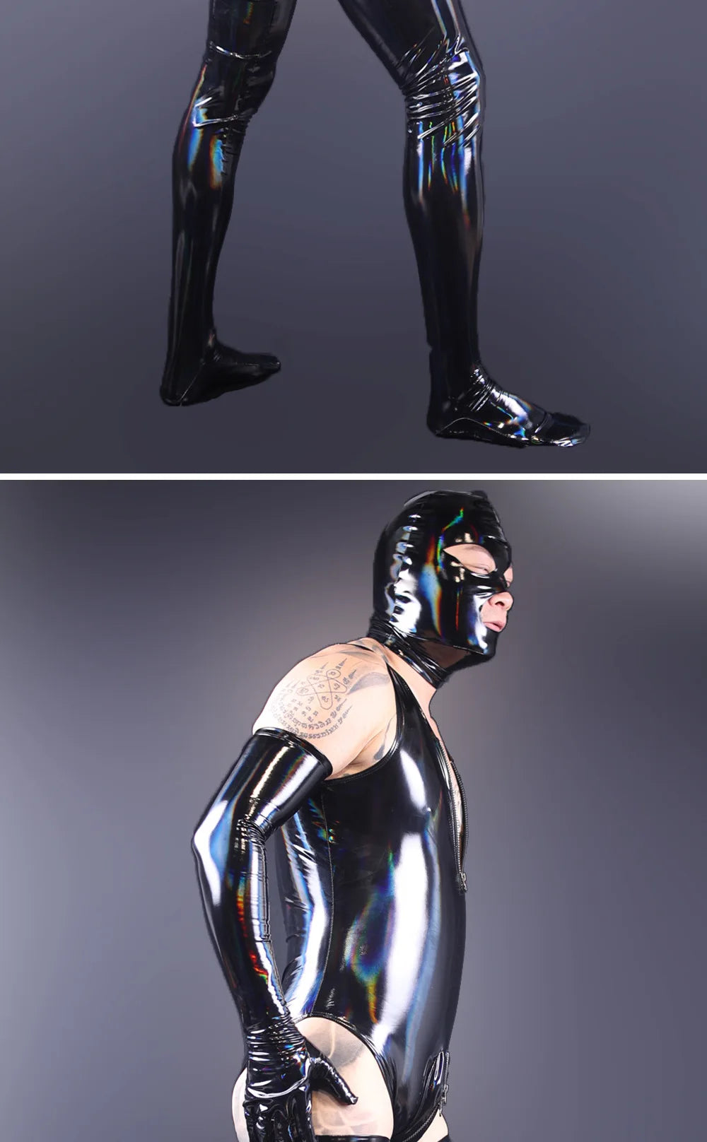 Men's Sexy Latex Corset Bodysuit Outfit