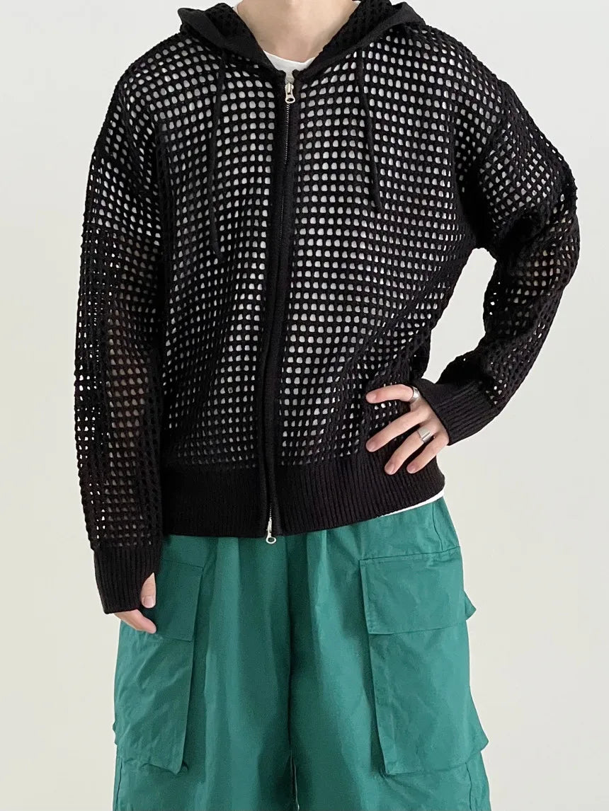 Mesh Hooded Sweatshirt