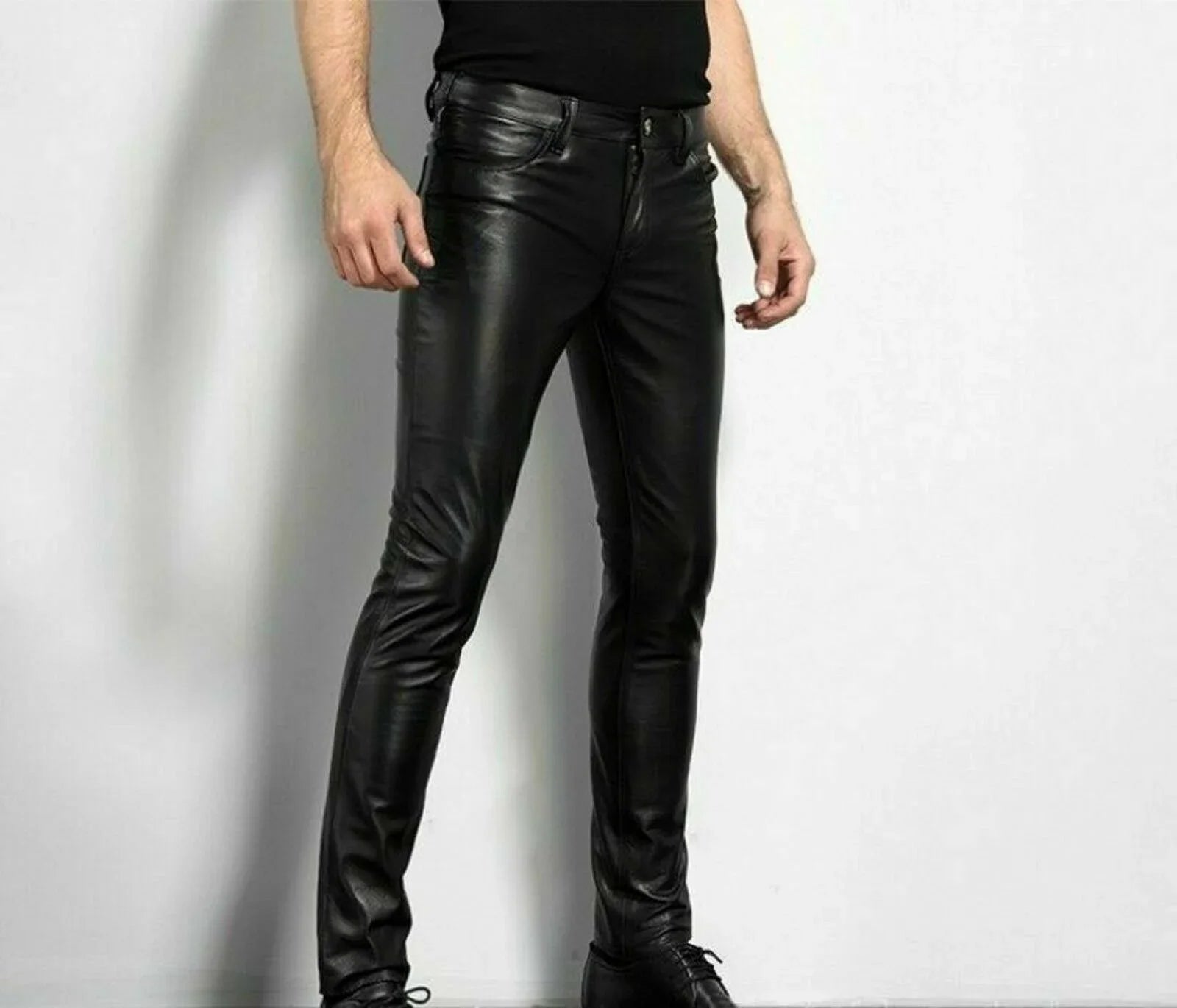 Elastic Tight Men's PU Leather Pants