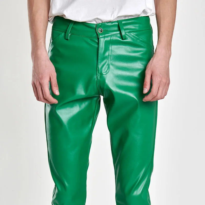 Elastic Tight Men's PU Leather Pants