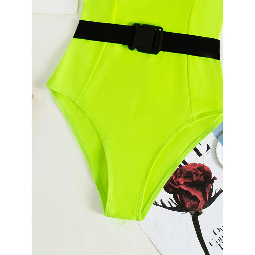 Neon Belted One Piece Swimsuit