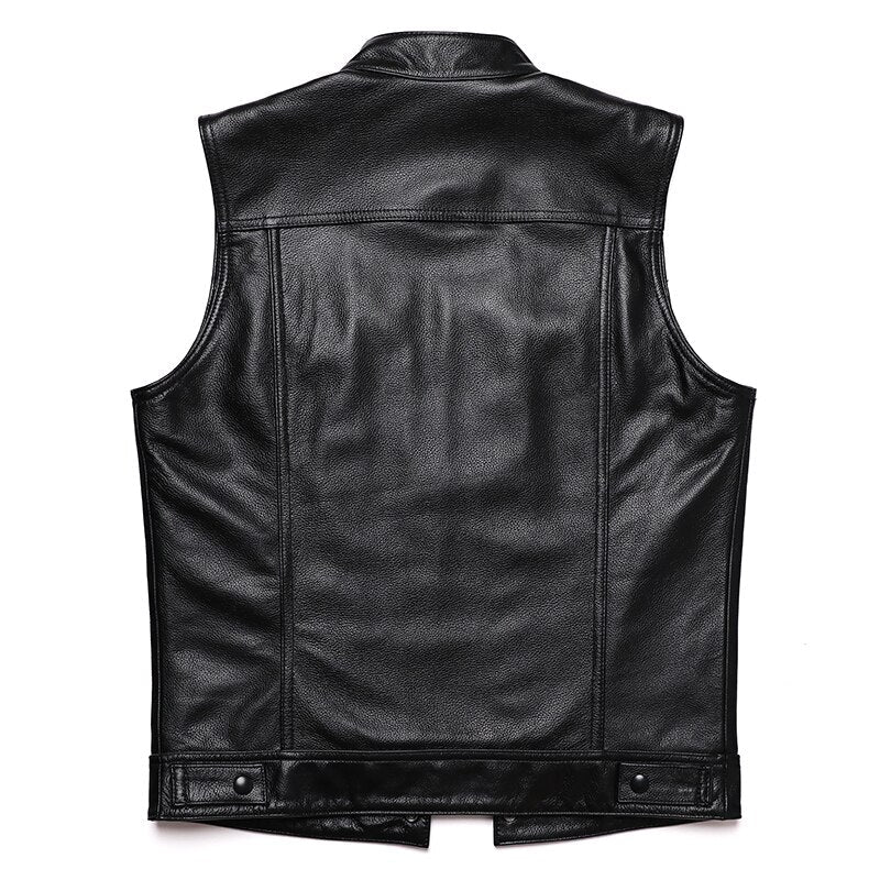 100% Genuine Leather Vintage Look Biker Vest