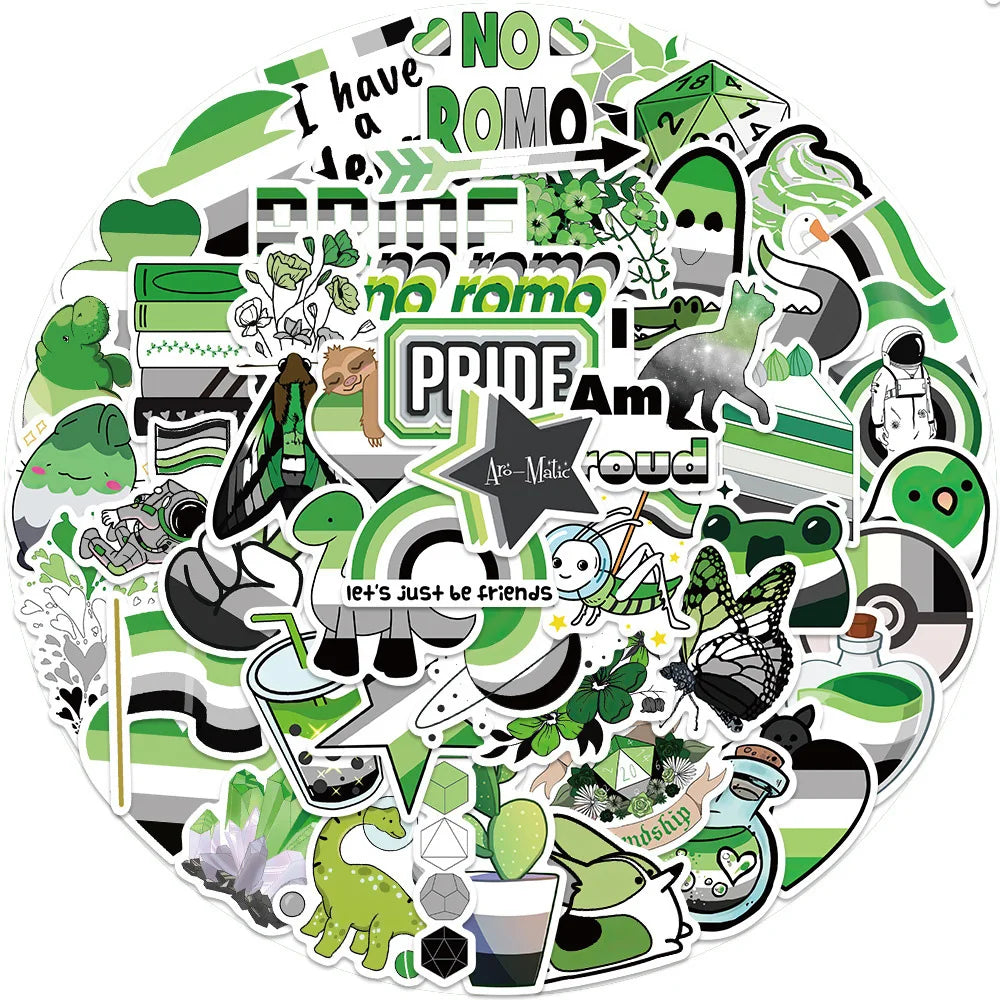Lucky Dip Collection Of 100 Random Aromatic Pride Stickers!