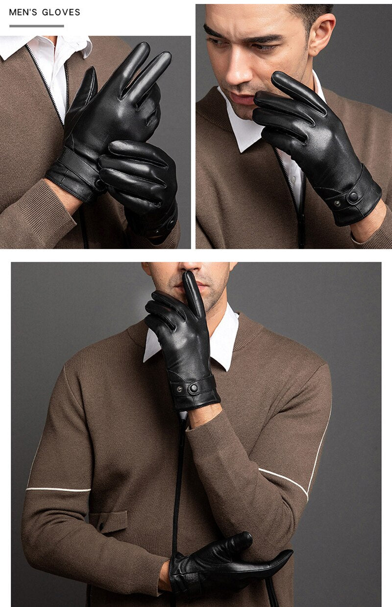 Sexy Men's Sheepskin Leather Gloves
