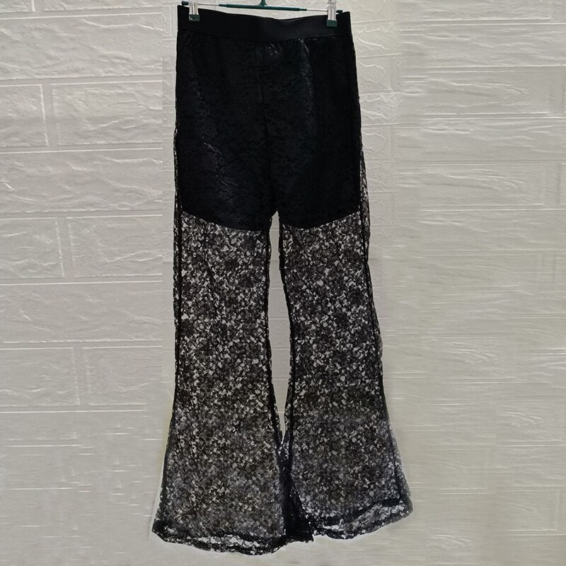 Black Flared Lace Trousers