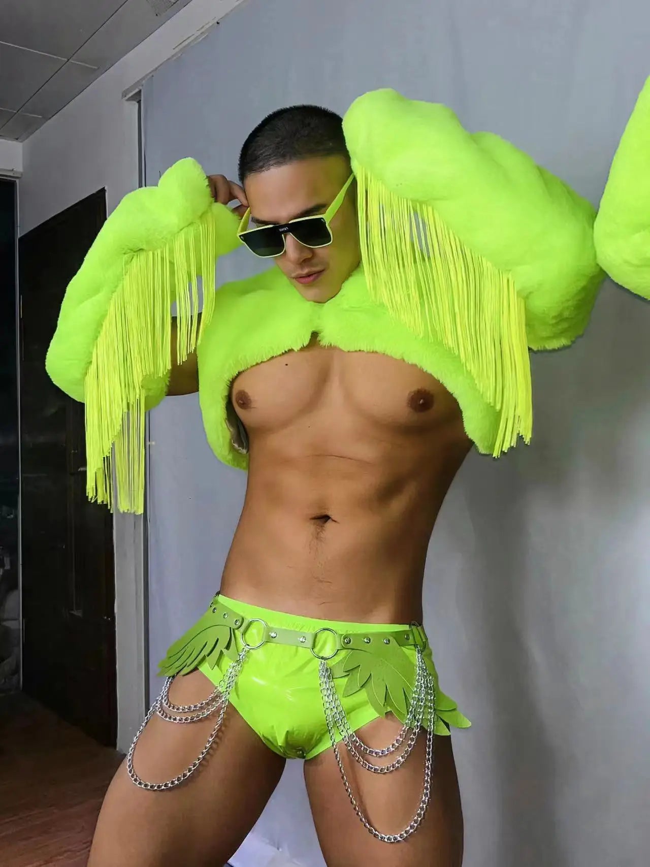 Fluorescent Faux Fur Sexy Clubwear