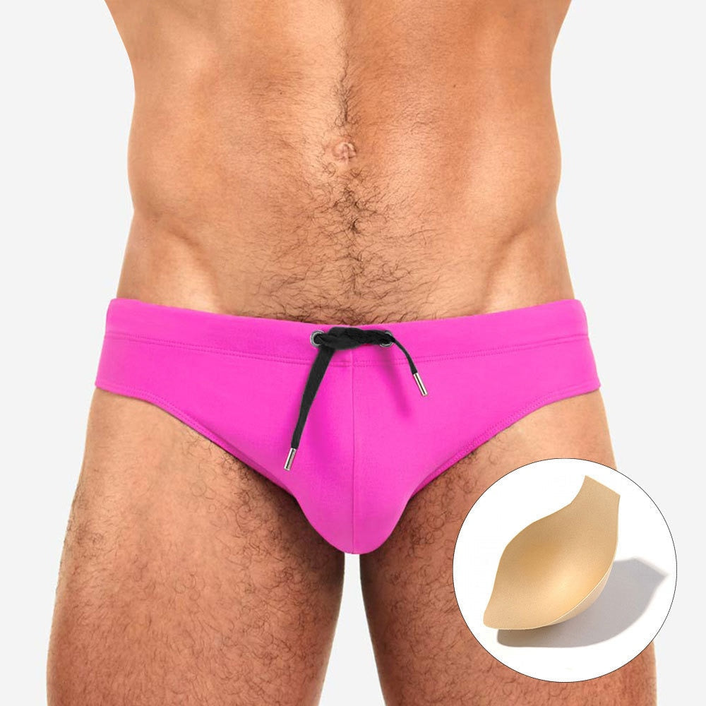 Solid Color Swim Briefs for Men
