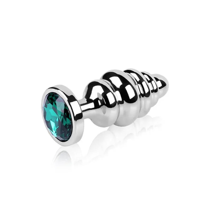 Stainless Steel Jewel Ribbed Butt Plug