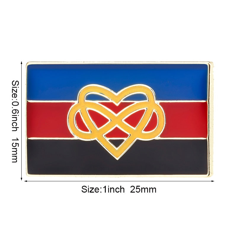LGBTQA Polyamory Infinity Heart Pride Flag Enamel Pin