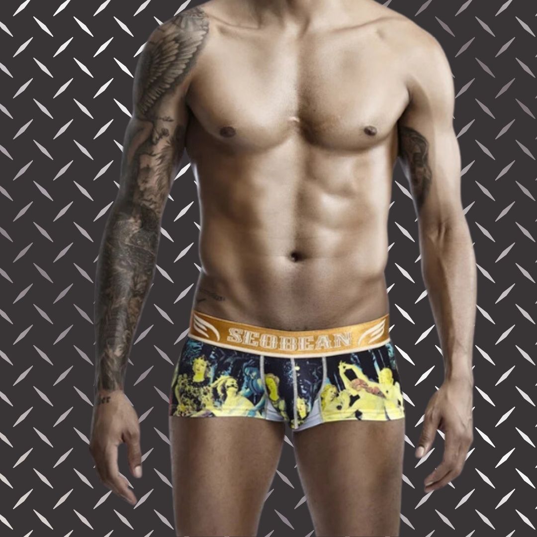 SEOBEAN Luxe Print Silk Low-Waist Boxers