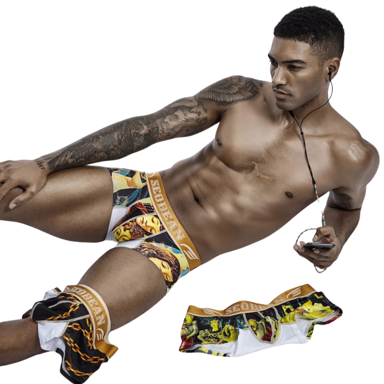 SEOBEAN Luxe Print Silk Low-Waist Boxers