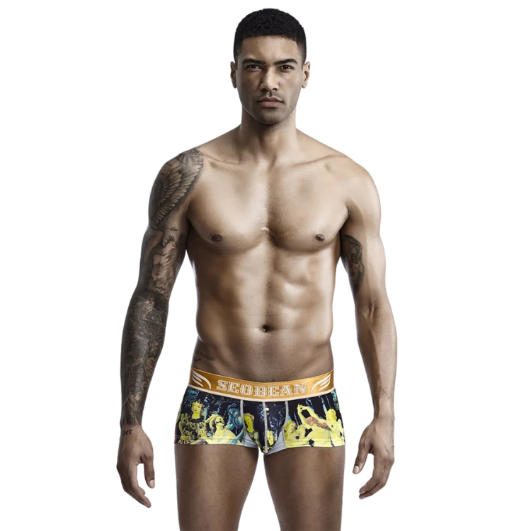 SEOBEAN Luxe Print Silk Low-Waist Boxers