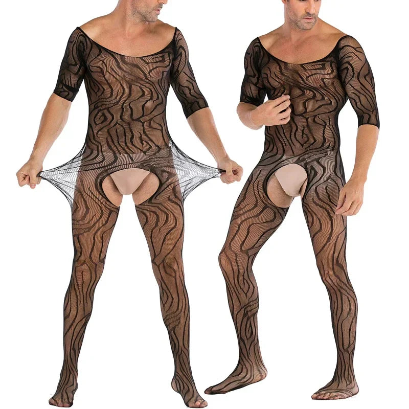 Hollow Temptation Men's Fishnet Pantyhose