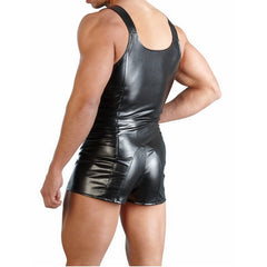 Men's Erotic Leather Jumpsuit
