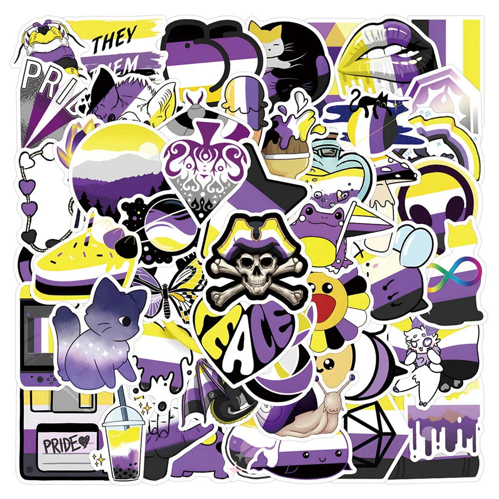 Lucky Dip Collection Of 100 Random Nonbinary Pride Stickers!
