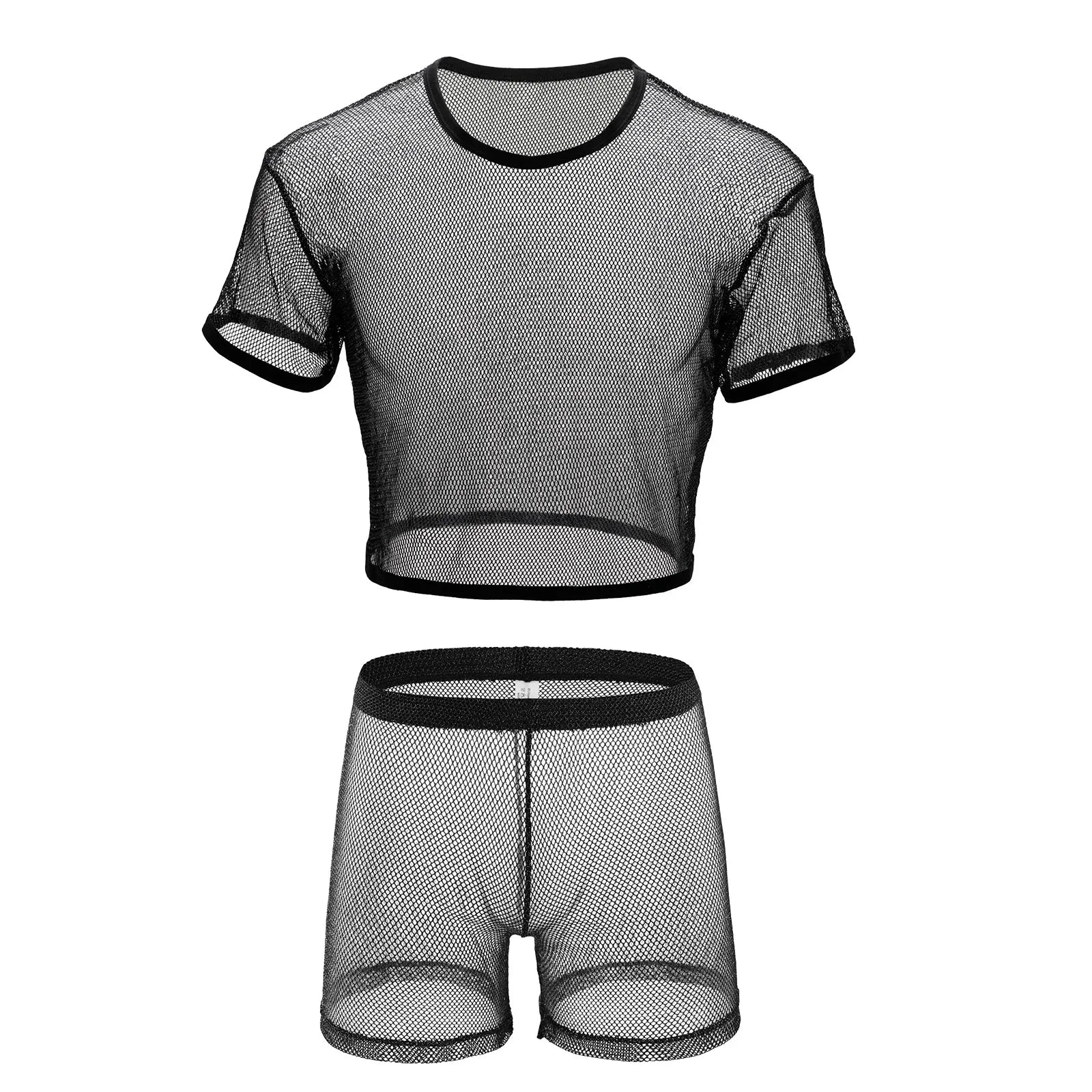 Stardust Shimmer Mesh Crop Top + Boxers Clubwear Set
