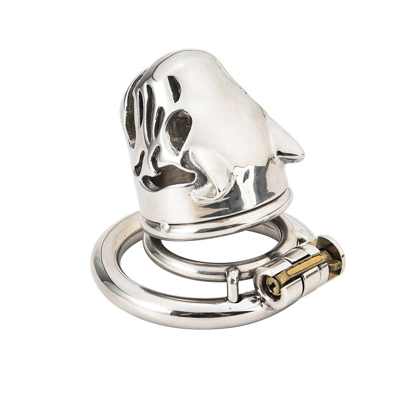 Stainless Steel Caged Lion Chastity Lock With Key