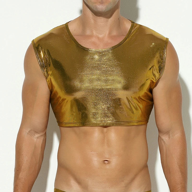 Shimmering Stage Star Sleeveless Crop Top & Briefs (2-Piece Set)