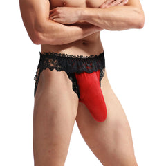 Frilly Lace Sissy Thong With Bulge Lift