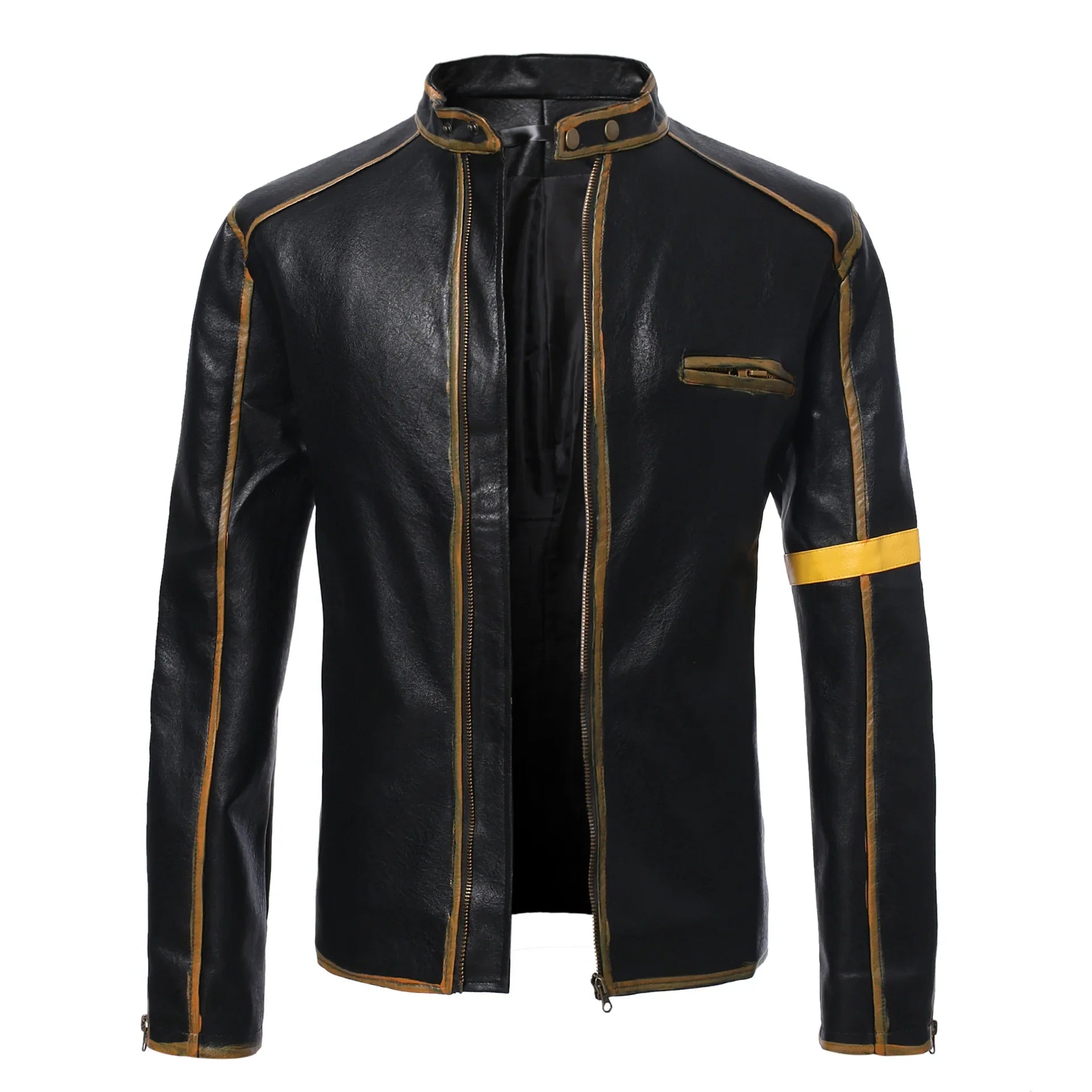 Handmade Distressed Biker PU Leather Jacket