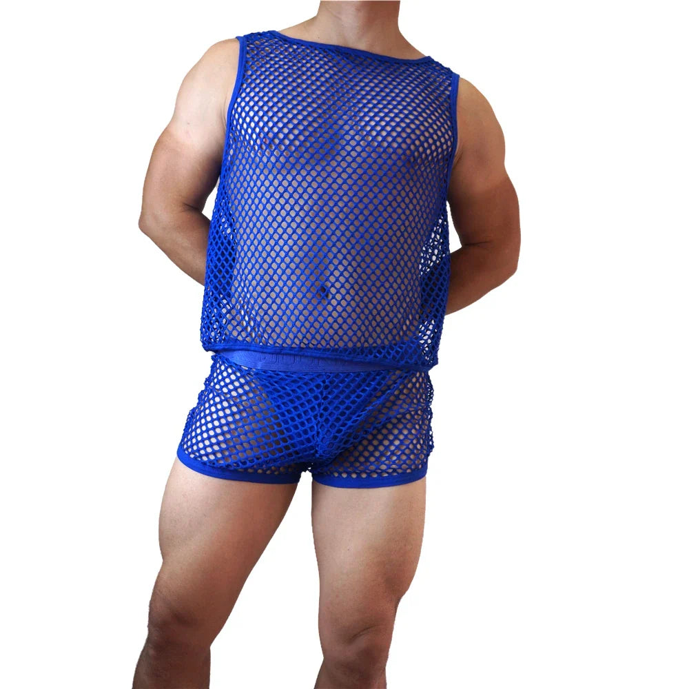 Jockmail Mesh Divinity Tank Top + Shorts Outfit Set