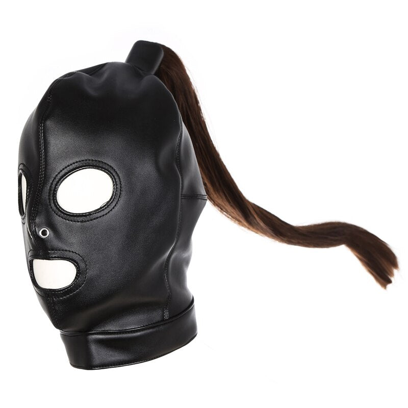 Bondage Slave Hood with Removable Hair