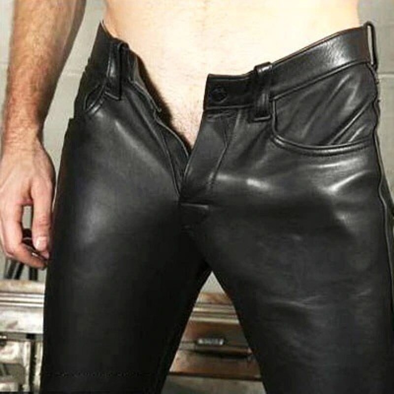 Elastic Tight Men's PU Leather Pants