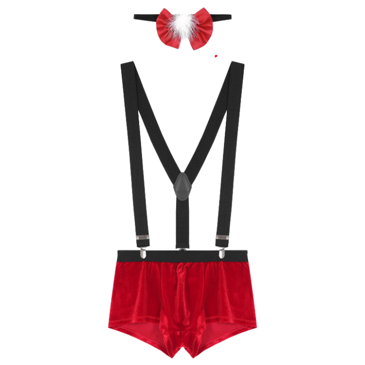 Santa's Naughty Xmas Velvet Suspenders Suit