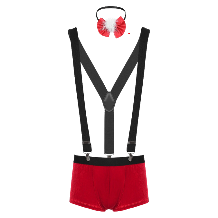 Santa's Naughty Xmas Velvet Suspenders Suit