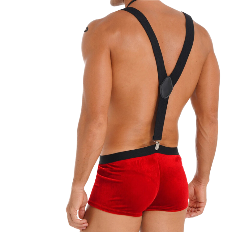 Santa's Naughty Xmas Velvet Suspenders Suit