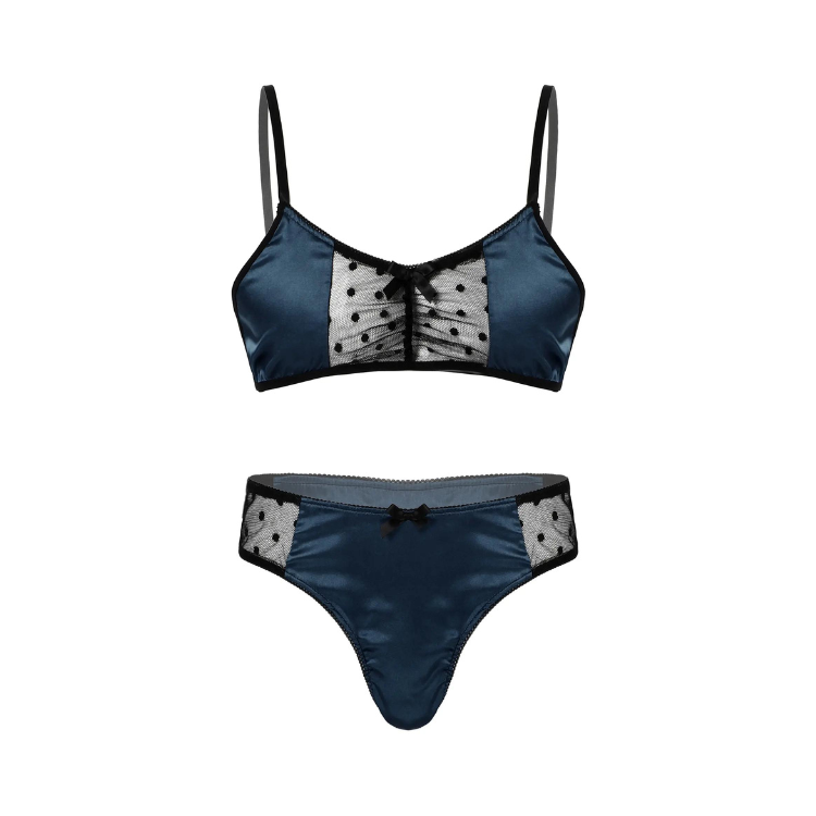 Satin Ruffled Sissy Lingerie Set With Bralette