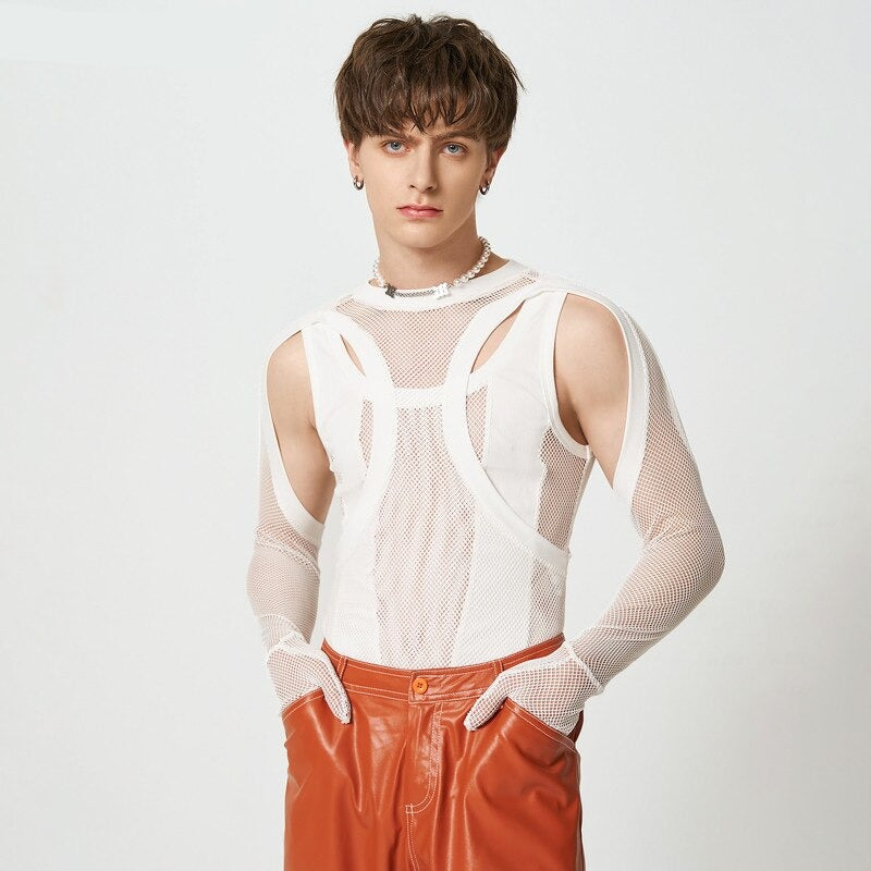 Sexy Mesh Gloved Bodysuit