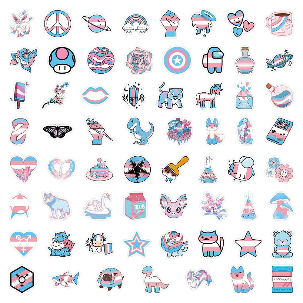 Lucky Dip Collection Of 100 Random Transgender Pride Stickers!