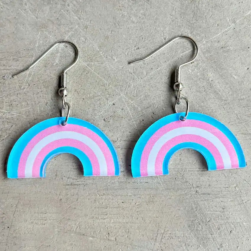 Transgender Rainbow Acrylic Dangle Earrings