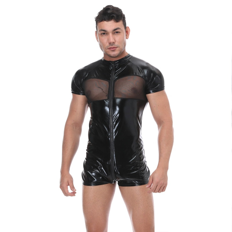Faux Leather Fetish Bodysuit