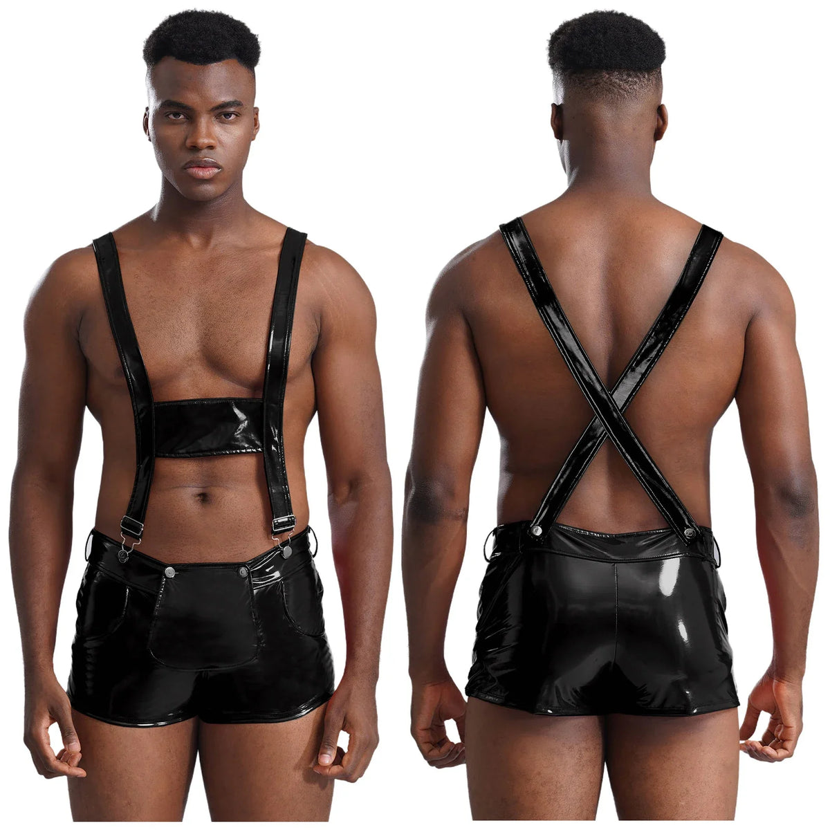 Suspender Glam One-Piece Men's Bodysuit