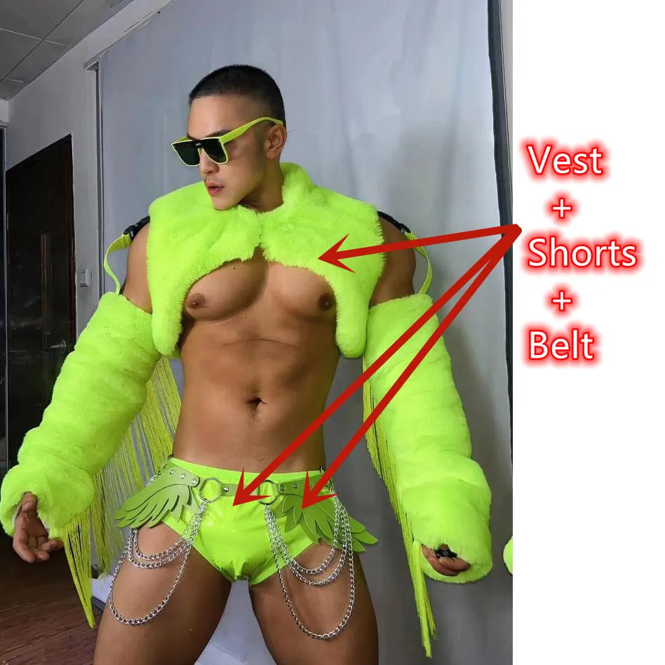 Fluorescent Faux Fur Sexy Clubwear